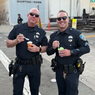 Two Officers Eating Shaved Ice